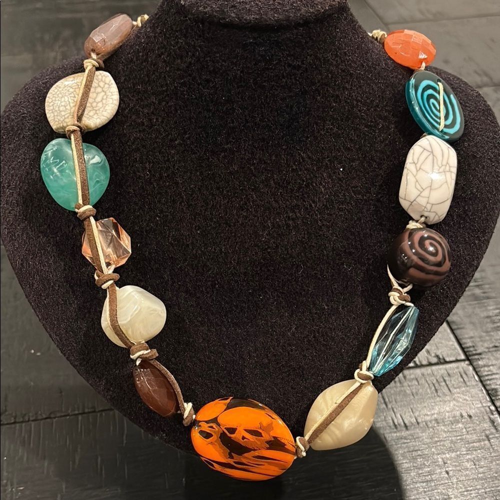 Vintage Boho Chunky Colorful Beachy Summer Vacation Multicolor Beaded Necklace​